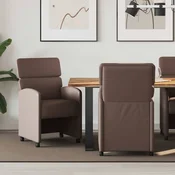 vidaXL Jedilni stoli s kolesi 2 pcs Rjava 58 x 65 x 98 cm Umetna koža