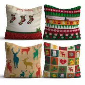 Aberto Design NYXMAS05 Set od 4 dekorativnih jastuka, 43 x 43 cm, Šareni