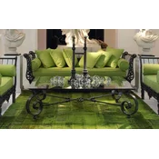 Casa Padrino luxury baroque coffee table black 136 x 106 x H. 42 cm - Hand forged wrought iron garden table with glass top - Baroque living room furniture - Baroque garden furniture