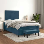 Box spring postelja z vzmetnico temno modra 120x200 cm žamet