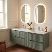 Skye Decor Set kupatilskog ormarica sa umivaonikom i ogledalom, 2 dela, Zeleni