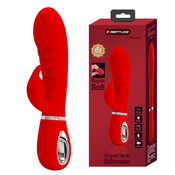 Pretty Love Prescott Red Super Soft Silicone Dual Vibrator Red