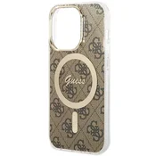 GUESS Maska za telefon iPhone 15 Pro 6.1, GUHMP15LH4STW, Magsafe, Braon