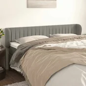 vidaXL Vzglavje z ušesi svetlo sivo 183x23x78/88 cm žamet