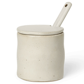 ferm LIVING Posodica za sol FLOW 8 cm, bela, kamnita posoda, čvrsta LIVING