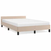 Vidaxl Posteljni okvir brez vzmetnice kapučino 120x190 cm umetno usnje
