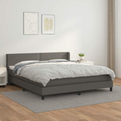 vidaXL Krevet s oprugama i madracem sivi 160x200 cm od umjetne kože