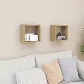 vidaXL Stenske police kockaste 2 kosa sonoma hrast 26x15x26 cm
