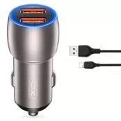 XO CC52 Car charger + Lightning Cable 36W Gray