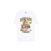 Cropp - Bela majica s printom - white