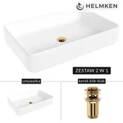 shumee Helmken 84261000 Umivalnik za pult (61,5x41) bel + zlat klik-klak čep
