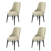 Hanah Home Set 4 trpezarijske stolice Pare Krem-Crni