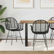 Vidaxl Jedilni stol 2 pcs Črna 57 x 54.5 x 85 cm Ratan in železo