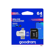 GoodRam All In One TransFlash 64GB microSDHC Evo memorijska kartica, Class 10, UHS-1 + SD adapter + USB citac kartice