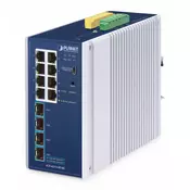 PLANET IP30 Industrial L2/L4 8-Port Upravljano L2/L4 Gigabit Ethernet (10/100/1000) Aluminij, Modra