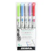 Označevalnik, komplet, 1,0/3,5 mm, dvostranski, ZEBRA Mildliner Cool & Refined, 5 barv, 5 kosov