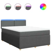 Vidaxl Box spring postelja z vzmetnico temno siva 140x200 cm blago