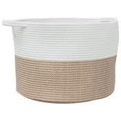Vidaxl Košara za perilo rjava in bela O55x36 cm bombaž