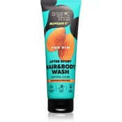 Organic Shop Sport Almond & Protein gel za prhanje za telo in lase za moške 200 ml