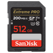 Spominska kartica SanDisk Extreme PRO 512 GB SDXC 200 MB/s in 140 MB/s, UHS-I, razred 10, U3, V30