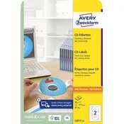 AVERY ZWECKFORM etikete za CD L6015-25, premer 117 mm, ClassicSize, A4, za tiskanje