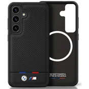shumee Usnjen ovitek MagSafe BMW za Samsung Galaxy S25 Plus, črne barve