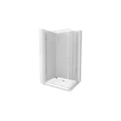 Mexen Lima Zložljiva pršna kabina Duo 80 x 70 cm, prozorna, krom + plitki tuš Flat - 856-080-070-01-02-4010