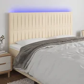 Vidaxl vidaXL Vzglavje postelje z LED zaslonom, kremno, 200x5x118/128 cm, blago