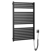 TONDI-E električni kopalniški radiator, raven, 600x970 mm, 400 W, črna mat - Črna mat barva - 600x970 mm - Aqualine - TONDI-E - 24 - Jeklo - Oblika H - Oblika H - 600 - 970 - 400 - 14