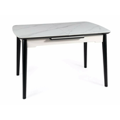 Miza Detroit 112 Črna, Beli marmor, 76x80x120cm, Podaljšanje, MDF plošča, Keramika, Les