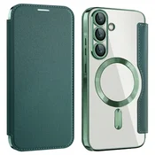 GS Ovitek za Samsung Galaxy A36 5G z RFID denarnico MagSafe z zaščito kamere, zelen