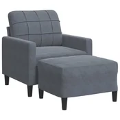 Vidaxl Fotelj s stolčkom za noge temno siv 60 cm žamet