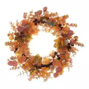 Autronic Venec Artificial wreath - diameter 60 cm, orange leaves and small pine cones (VED004-M)