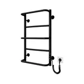 Kupatilski merdevinski radijator LUX, 65 W / 230 V, 66 x 42 cm, nerdajuci celik / crna, desni
