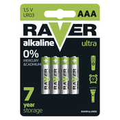 Baterija RAVER Ultra Alkaline, LR03, pretisni omot 4 kos AAA mikro svinčnik