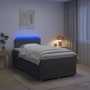 Postelja boxspring z vzmetnico Temno siva 120 x 190 cm Blago