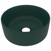 MAISON CHIC Razkošen Umivalnik - Kopalna umivalnik - Lavabo okrogel mat temno zelen 40x15 cm keramičen, (21684819)