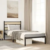 shumee vidaXL Kovinski posteljni okvir, brez vzmetnice, hrast sonoma, 107x203 cm