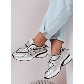Sportowe sneakersy damskie na płaskiej podeszwie LUXORUNS srebrne Dstreet