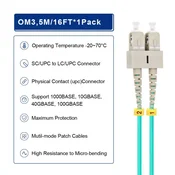 Opticki kabl LC/UPC - SC/UPC, OM3, 2mm, 5m, Svetloplavi
