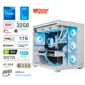 MEGA Računalnik MEGA MT S5 i7-12700KF/RTX5070/32GB/1TB/750W/Brez OS/bela RGB + Estetski napajalni kabli [Svetlo modra/Bela], (5000357936)