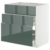 METOD / MAXIMERA Pod.element sudop. i 3front/2fioke, bela/Kallarp tamna sivozelena visokog sjaja, 80x60 cm