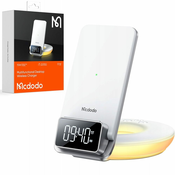 Mcdodo CH-1610 wireless charger with night light / alarm clock function 15W, white