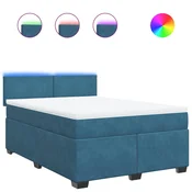 Vidaxl Box spring postelja z vzmetnico modra 140x190 cm žamet