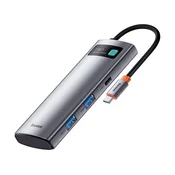 BASEUS Type-C HUB 7 u 1 aktivni, citac SD/microSD kartica, svijetlosiva WKWG020113
