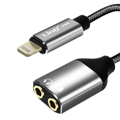 LINQ Apple Lightning moški na dvojni 3,5 mm ženski mikrofonski avdio adapter za slušalke, LinQ - crn, (20649926)