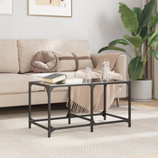 Stolic za kavu s crnom staklenom površinom 78,5x40x40 cm celik