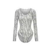 cfab Oblikovanje postave Bodysuit Sculpting Shapewear Longsleeve mit Slip off-bela