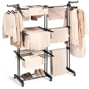 Northix Razširljivo črno kovinsko stojalo za sušilnik perila XXL 78-130x64x172 cm