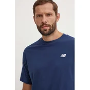 Bombažna kratka majica New Balance Small Logo moška, mornarsko modra barva, MT41509NNY